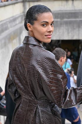 PFW Elie Saab Outside Arrivals Tina Kunakey arriving at the Elie Saab show during Paris Fashion Week, in Paris, France on 3 October 2026. Photo by Julien Reynaud APS-Medias ABACAPRESS.COM Paris France  Copyright: xReynaudxJulien APS-Medias ABACAx