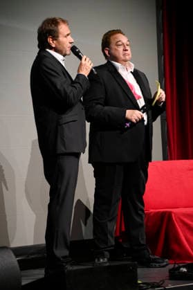 Peter Rütten and Oliver Kalkofe at the world premiere of the first episode of the new SchleFaZ season on the big screen: *Ghost Hunter John Sinclair: The Demon Wedding* at the Ernst Reuter Hall in Berlin, October 3, 2026 Foto:xN.xKubelkax xFuturexImagex schlefaz_6001