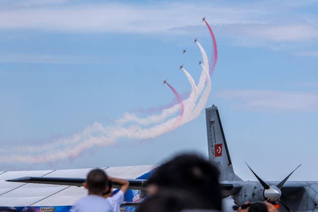 TEKNOFEST Southeast in Turkiye s Sanliurfa SANLIURFA, TURKIYE - OCTOBER 4: The Turkish Stars aerobatic team performs an air show during during TEKNOFEST Southeast, world s largest aviation, space, and technology festival at Sanliurfa GAP Airport in Sanliurfa, Turkiye, on October 4, 2026. Arman Onal Anadolu Sanliurfa Turkey. Editorial use only. Please get in touch for any other usage.  Copyright: x2026xAnadoluxArmanxOnalx