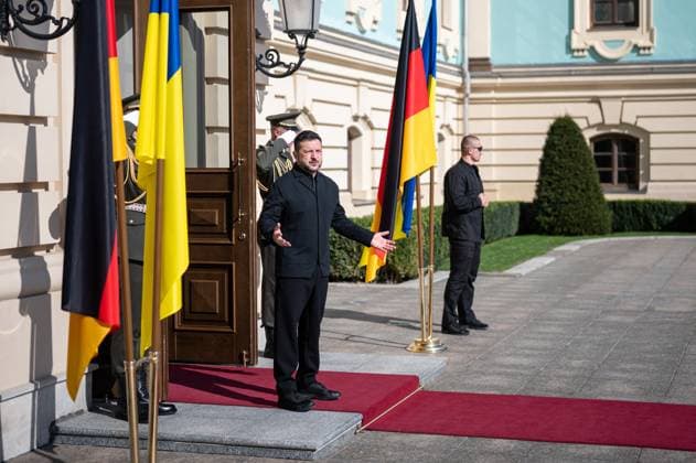 Ukraine Volodymyr Zelenskyi - German Chancellor Friedrich Merz meeting in Kyiv KYIV, UKRAINE - OCTOBER 04: President of Ukraine Volodymyr Zelenskyi attends a meeting with German Chancellor Friedrich Merz in Kyiv on October 4 2026. Danylo Antoniuk Anadolu Kyiv Ukraine. Editorial use only. Please get in touch for any other usage.  Copyright: x2026xAnadoluxDanyloxAntoniukx