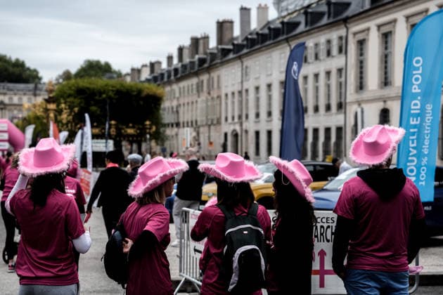 Pink October breast cancer awareness run in Nancy NANCY, FRANCE - OCTOBER 4: Participants wearing pink take part in the Octobre Rose 5k March and Run in Nancy, as part of breast cancer awareness activities in Nancy, France on October 4, 2026. A large crowd gathered at the Palais du Gouvernement before embarking on the five-kilometer course through the city center. Muhammed Said Tako Anadolu Nancy France. Editorial use only. Please get in touch for any other usage.  Copyright: x2026xAnadoluxMuhammedxSaidxTakox