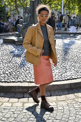 PFW Miu Miu Outside Arrivals Tina Kunakey arriving at the Miu Miu show during Paris Fashion Week, in Paris, France on 4 October 2026. Photo by Julien Reynaud APS-Medias ABACAPRESS.COM Paris France  Copyright: xReynaudxJulien APS-Medias ABACAx