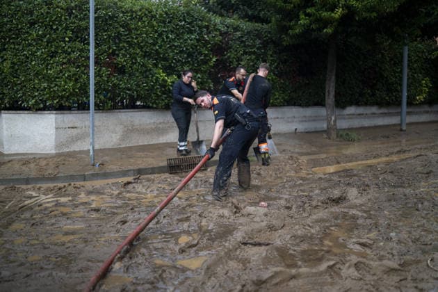 2 people killed as heavy rain hits parts of Spain BARCELONA, SPAIN - OCTOBER 4: Floodwaters submerge streets following severe torrential rainfall in Montornes del Valles, Barcelona, Spain on October 4, 2026. Heavy rains triggered widespread flooding across Catalonia, leaving at least two people dead and one missing as emergency services responded to widespread disruptions. Lorena Sopena Lopez Anadolu Barcelona Spain. Editorial use only. Please get in touch for any other usage.  Copyright: x2026xAnadoluxLorenaxSopenaxLopezx