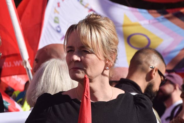 October 4, 2026, London, England, United Kingdom: SHARON GRAHAM, general secretary of Unite the Union, takes part in the march to Cable Street against racism and fascism, marking the 90th anniversary since the Battle of Cable Street. London United Kingdom - ZUMAv130 20261004_zip_v130_022 Copyright: xVukxValcicx