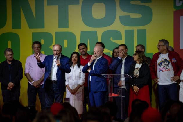 SaO PAULO, SP - 04.10.2026: 2026 ELECTIONS SP - President Luiz Inacio Lula da Silva and Vice President Geraldo Alckmin give a statement to the press after the results of the first round of the 2026 Elections, on Sunday night (04) in Sao Paulo, SP. x3025585x  RodileixMorais