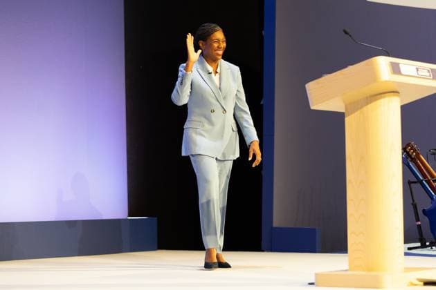 British Conservative Party annual conference 2026, Day 1, Birmingham, UK - 04 Oct 2026 Kemi Badenoch, Leader of the British Conservative Party, delivers her opening speech on day one of the British Conservative Party annual conference at the International Convention Centre (ICC) in Birmingham The British Conservative Party holds it’s annual conference at the International Convention Centre (ICC) in Birmingham Birmingham United Kingdom Copyright: xPhilxLewisx xSOPAxImagesx Phil-Lewis-1456248