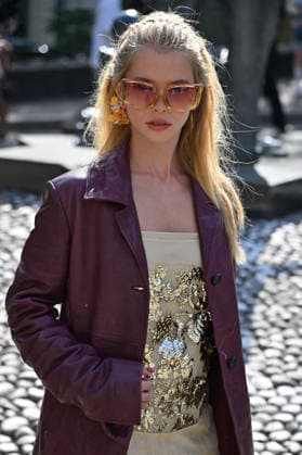 PFW Miu Miu Outside Arrivals Alla Bruletova arriving at the Miu Miu show during Paris Fashion Week, in Paris, France on 4 October 2026. Photo by Julien Reynaud APS-Medias ABACAPRESS.COM Paris France  Copyright: xReynaudxJulien APS-Medias ABACAx