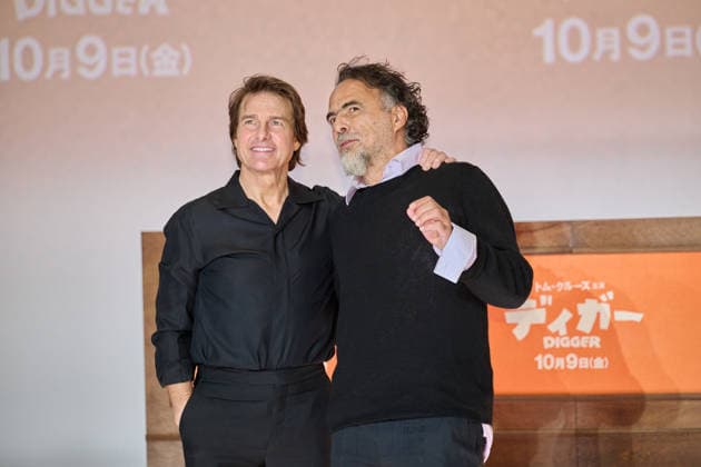 Tom Cruise and director Alejandro Gonzalez Inarritu attend the press conference for their movie Digger at Roppongi Hills, Tokyo, Japan on October 5, 2026. The movie opens in Japan on October 9.  aflo_353465821