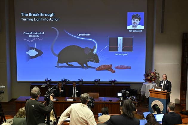 Karl Deisseroth, Peter Hegemann, and Georg Nagel have been awarded the 2026 Nobel Prize in Physiology or Medicine, as announced during a press conference at the Nobel Forum at Karolinska Institutet in Stockholm, Sweden, on October 5, 2026 STOCKHOLM SWEDEN x10050x  Copyright: xPontusxLundahl TTx NOBEL PRIZE 2026SWEDEN NOBEL PRIZE 2026 PHYSIOLOGY OR MEDICINE dxUUAcwK7sk