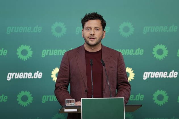 Felix Banaszak, Co-Chair of Alliance 90 The Greens, Press Conference on October 5, 2026, held on October 5, 2026, in Berlin at the Alliance 90 The Greens party headquarters, Germany