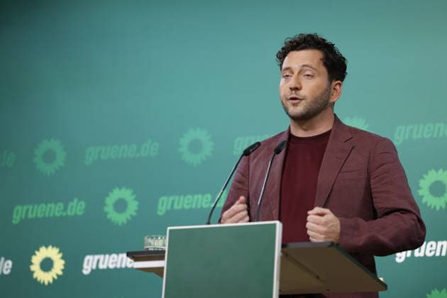 Felix Banaszak, Co-Chair of Alliance 90 The Greens, Press Conference on October 5, 2026, held on October 5, 2026, in Berlin at the Alliance 90 The Greens party headquarters, Germany