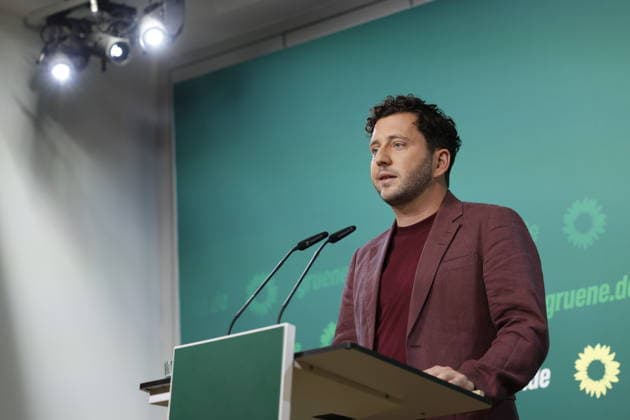Felix Banaszak, Co-Chair of Alliance 90 The Greens, Press Conference on October 5, 2026, held on October 5, 2026, in Berlin at the Alliance 90 The Greens party headquarters, Germany