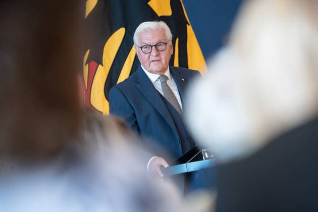 Federal President Frank Walter Steinmeier awards the Order of Merit of the Federal Republic of Germany to 21 citizens on German Unity Day Federal President awards the Order of Merit of the Federal Republic of Germany on German Unity Day, Berlin, Germany; official residence at the Spreebogen