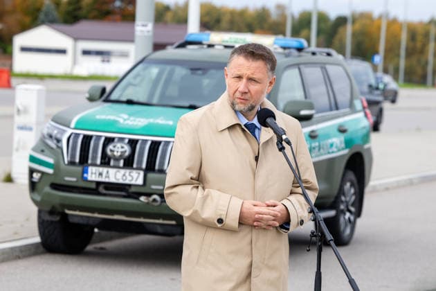 The meeting between Martynas Katelynas and Marcin Kierwinski at the Budzisko Border Control Point on October 5, 2026, in Budzisko  Copyright: xTeodorasxBiliÅ«nas BNSx