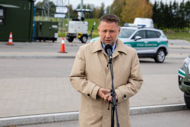 The meeting between Martynas Katelynas and Marcin Kierwinski at the Budzisko Border Control Point on October 5, 2026, in Budzisko  Copyright: xTeodorasxBiliÅ«nas BNSx