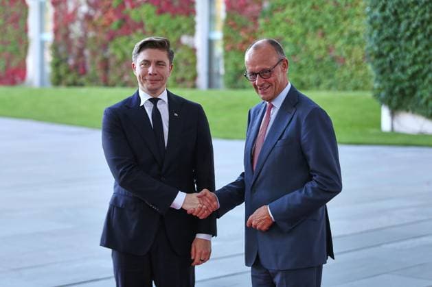 Berlin, Germany, October 5, 2026 Federal Chancellery Reception for the heads of state and government of the three Baltic countries—Latvia, Estonia, and Lithuania—Chancellor Friedrich Merz (CDU) Mindaugas Sinkevicius Copyright: xdtsxNachrichtenagenturx dts_137162