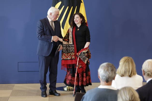 Federal President Frank Walter Steinmeier, Marina Weisband, Münster, North Rhine-Westphalia, Germany, Berlin, Official Residence at the Spreebogen; Federal President Frank Walter Steinmeier awarded the Order of Merit of the Federal Republic of Germany to 21 citizens on German Unity Day