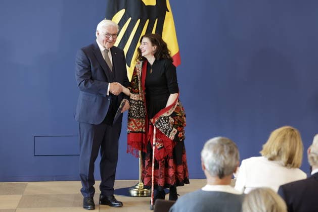 Federal President Frank Walter Steinmeier, Marina Weisband, Münster, North Rhine-Westphalia, Germany, Berlin, Official Residence at the Spreebogen; Federal President Frank Walter Steinmeier awarded the Order of Merit of the Federal Republic of Germany to 21 citizens on German Unity Day