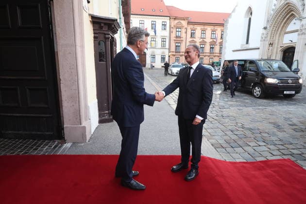 Croatian PM Plenkovic meets Swiss Council of States Croatian Prime Minister Andrej Plenkovic met with Swiss Council of States President Stefan Engler on October 5, 2026, in Zagreb, Croatia, at the Banski Dvori government offices.  SlavkoxMidzor PIXSELL