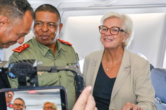 Catherine Vautrin visited Réunion on Monday as part of the Pegase 2026 mission at Air Base 181 at Roland Garros Airport in Sainte-Marie. the Minister of the Armed Forces and Veterans Affairs emphasized cooperation with countries in the region. She participated in an in-flight refueling of a Rafale from aboard a military Airbus. Catherine Vautrin visited Réunion on Monday as part of the Pegase 2026 mission. At Air Base 181 at Roland Garros Airport in Sainte Marie, the Minister of the Armed Forces and Veterans Affairs emphasized cooperation with countries in the region. She participated in an in-flight refueling of a Rafale from aboard a military Airbus. 460220 2026 10 05  Copyright: xPierrexMarchalx xAnakaoPressx xStarfacex STAR_460220_004