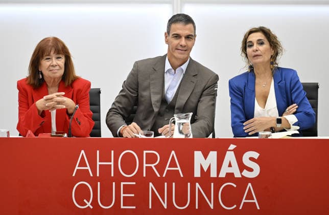 Spanish Prime Minister Pedro Sanchez announces early elections for November 29 MADRID, SPAIN - OCTOBER 05: Spanish Prime Minister Pedro Sanchez (C) leads a meeting of the Federal Executive Board of the Spanish Socialist Workers Party (PSOE) at the party s headquarters in Madrid, Spain on October 05, 2026, following the decision to hold early general elections. Burak Akbulut Anadolu Madrid Spain. Editorial use only. Please get in touch for any other usage.  Copyright: x2026xAnadoluxBurakxAkbulutx