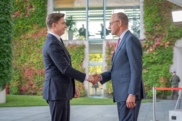 Chancellery, Visit, Prime Minister, Lithuania, Mindaugas Sinkevicius, Berlin, Chancellery, Welcome, Prime Minister, Lithuania, Mindaugas Sinkevicius, Friedrich Merz, Federal Chancellor, Berlin, Berlin, GER
