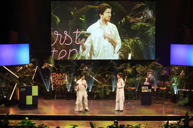 FIRST STEPS 2026 Hosts Malaya and Maximilian Presenting Awards on Stage at the FIRST STEPS 2026 Awards Ceremony at the Theater des Westens in Berlin Copyright: xEventpressxFuhrx