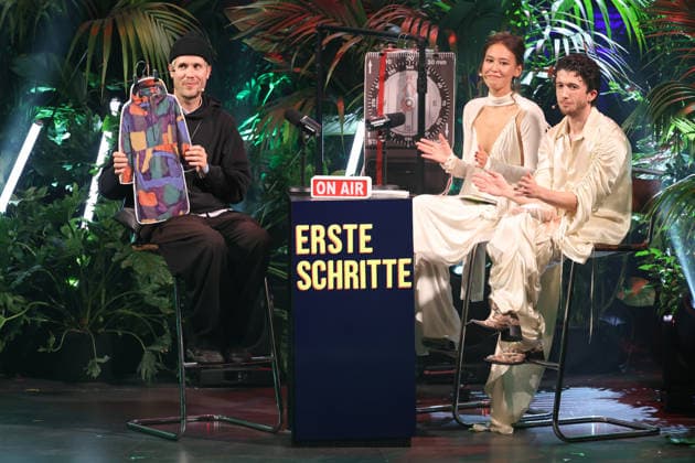 FIRST STEPS 2026: Hosts Malaya and Maximilian, and Hans Block’s laudatory speech for the documentary film award at the FIRST STEPS 2026 awards ceremony on stage at the Theater des Westens in Berlin Copyright: xEventpressxFuhrx