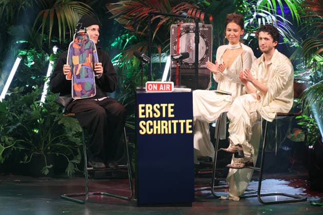 FIRST STEPS 2026: Hosts Malaya and Maximilian, and Hans Block’s laudatory speech for the documentary film award at the FIRST STEPS 2026 awards ceremony on stage at the Theater des Westens in Berlin Copyright: xEventpressxFuhrx