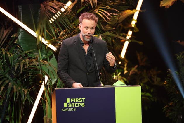 FIRST STEPS 2026 Medium-Length Feature Film: Erik Schmitt s Acceptance Speech at the FIRST STEPS 2026 Awards Ceremony on Stage at the Theater des Westens in Berlin Copyright: xEventpressxFuhrx
