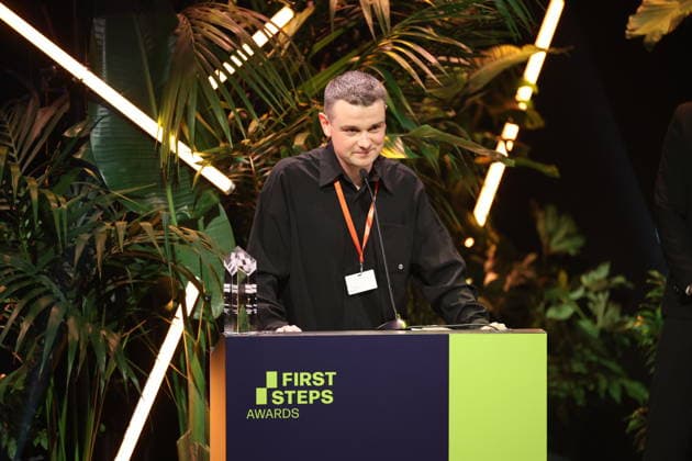 FIRST STEPS 2026 Medium-Length Feature Film: Winning Film *HASENFUSS* by Maximilian Conway; Award Ceremony on Stage at the FIRST STEPS 2026 Awards at the Theater des Westens in Berlin Copyright: xEventpressxFuhrx