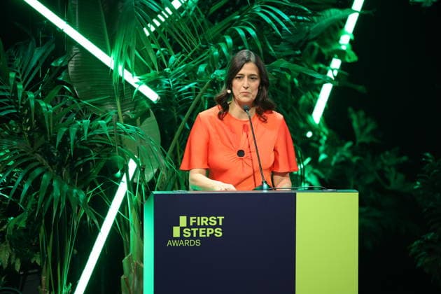 FIRST STEPS 2026 Screenplay Acceptance Speech by Leila Hamid on stage at the FIRST STEPS 2026 awards ceremony at the Theater des Westens in Berlin Copyright: xEventpressxFuhrx