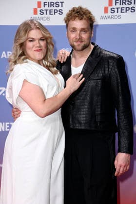 Gisa Flake and Knud Riepen at the 27th First Steps Awards ceremony in 2026 at the Theater des Westens in Berlin, October 5, 2026 Foto:xN.xKubelkax xFuturexImagex first_steps_6116