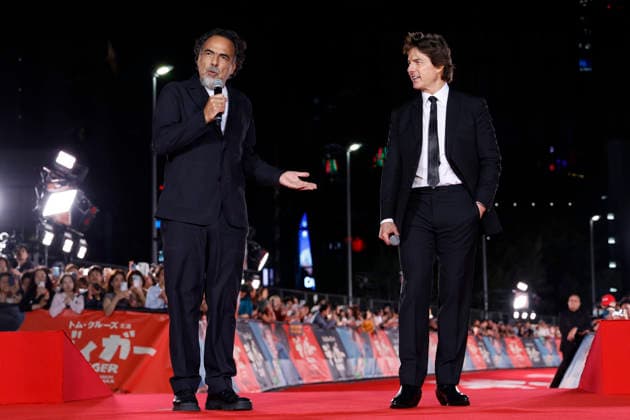 (L to R) Director Alejandro Gonzalez Inarritu and actor Tom Cruise speak during the Digger Japan premiere on October 6, 2026, in Tokyo, Japan. The duo met with enthusiastic fans and signed autographs on the red carpet in the heart of Tokyo s Ginza district.  aflo_353757840
