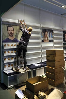 October 6, 2026, Frankfurt am Main, Germany, Frankfurt Book Fair Early Tuesday morning, setup is still underway—for example, at the Diogenes booth