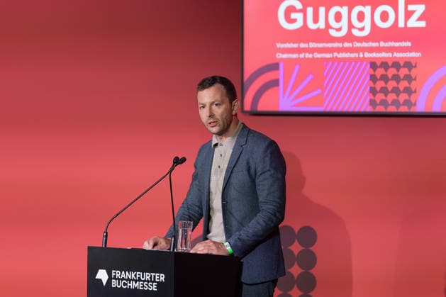 Frankfurt Book Fair 2026 Sebastian Guggolz, President of the German Publishers and Booksellers Association Opening press conference for the Frankfurt Book Fair 2026, Frankfurt am Main, Hesse, Germany, Exhibition Center