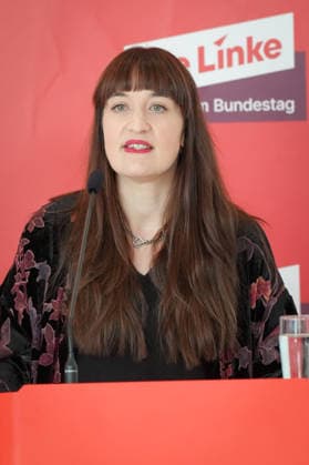 Press Statement by the Left Party (Die Linke) Faction Ahead of the Bundestag Session: A Portrait of Heidi Reichinnek of the Left Party (Die Linke) During a Press Statement Ahead of the Faction Meeting at the German Bundestag, Berlin, October 6, 2026 Berlin, Berlin, Germany