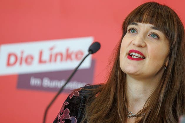 Statement by Die Linke s Heidi Reichinnek during a Die Linke press conference on October 6, 2026, in Berlin, Berlin, Berlin, Germany, Reichstag