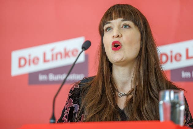 Statement by Die Linke s Heidi Reichinnek during a Die Linke press conference on October 6, 2026, in Berlin, Berlin, Berlin, Germany, Reichstag