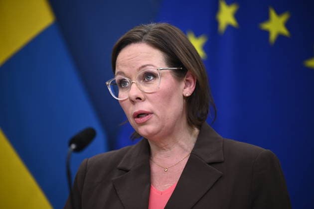 STOCKHOLM, SWEDEN 20261006 Foreign Minister Maria Malmer Stenergard (M) during a press briefing on the security situation alongside Prime Minister Ulf Kristersson (M), Defense Minister Pal Jonson (M), and Minister of Justice Gunnar Strömmer (M). STOCKHOLM, SWEDEN x10080x  Copyright: xFredrikxSandberg TTx REGERINGEN OM SÄKERHETSLÄGET 77YzjpHAXbI