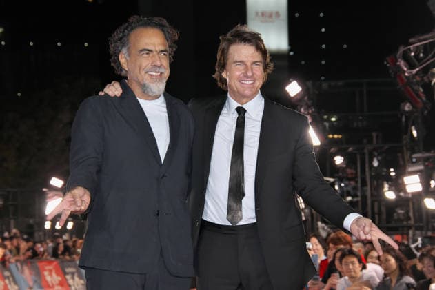 Actor Tom Cruise(R) and Director Alejandro Gonzalez Inarritu pose for camera during the Japan Premiere for the film Digger in Tokyo, Japan on Tuesday, October 6, 2026.  TKP2026100614 KEIZOxMORI