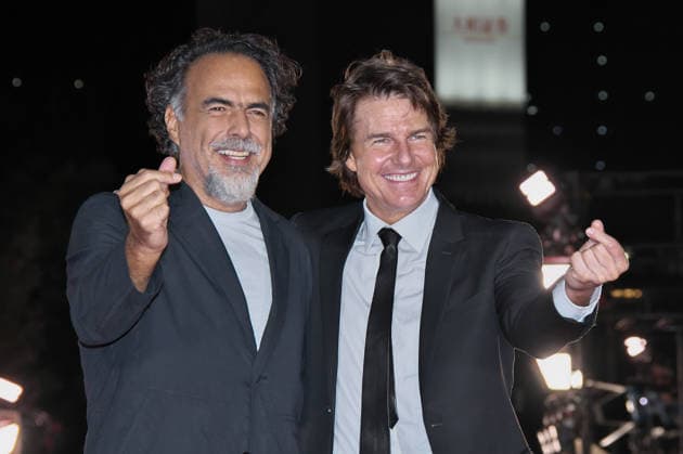 Actor Tom Cruise(R) and Director Alejandro Gonzalez Inarritu pose for camera during the Japan Premiere for the film Digger in Tokyo, Japan on Tuesday, October 6, 2026.  TKP2026100613 KEIZOxMORI