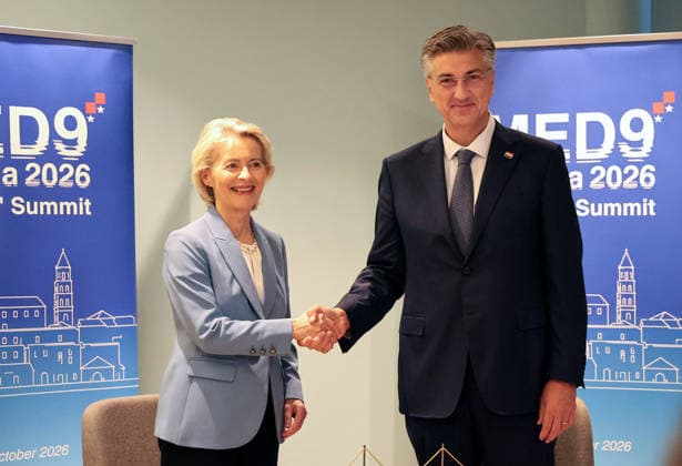 Prime minister of Croatia Andrej Plenkovic meets with President of the European Commission Ursula von der Leyen Prime minister of Croatia Andrej Plenkovic meets with President of the European Commission Ursula von der Leyen ahead of MED9 Summit at hotel Radison Blu in Split, Croatia, on October 06, 2026.  IvanaxIvanovic PIXSELL