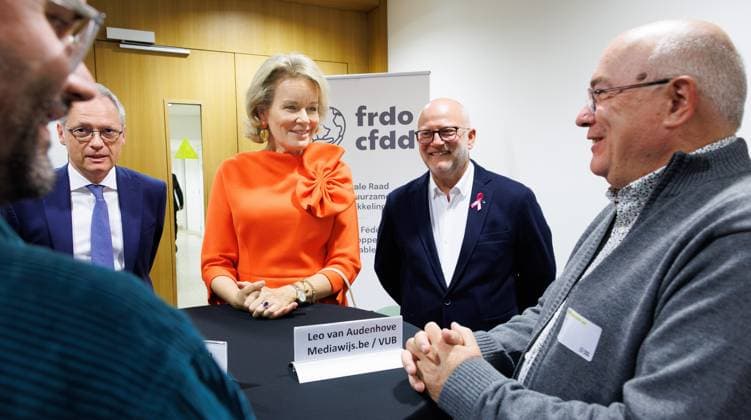 Queen Mathilde of Belgium pictured during the conference AI in balance organised by Federal Council for Sustainable Development, on Tuesday 6 October 2026 in Brussels. The conference program will feature presentations by various experts and multidisciplinary panel discussions on the societal, social, and environmental challenges posed by artificial intelligence.  BENOITxDOPPAGNE 188960786
