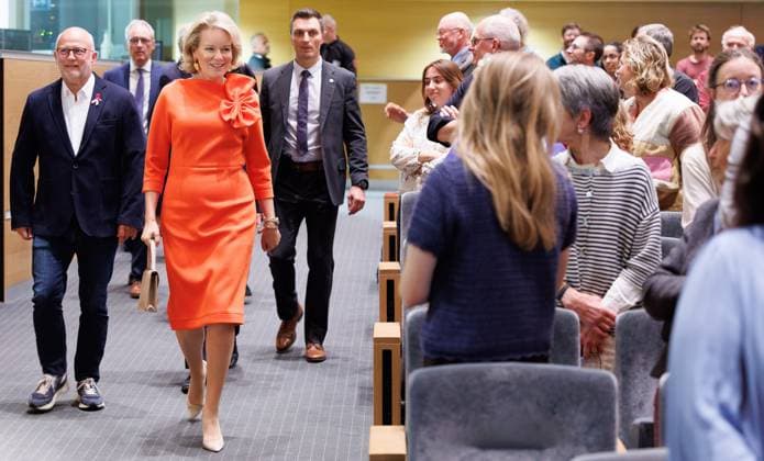 Queen Mathilde of Belgium pictured during the conference AI in balance organised by Federal Council for Sustainable Development, on Tuesday 6 October 2026 in Brussels. The conference program will feature presentations by various experts and multidisciplinary panel discussions on the societal, social, and environmental challenges posed by artificial intelligence.  BENOITxDOPPAGNE 188962612