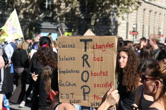 High school and university students protest in Paris PARIS, FRANCE - OCTOBER 6, 2026: Thousands of high school and university students gather at Place de la Republique in Paris, France, on October 6, 2026, during a day of mobilization to protest a lack of resources in the French education system and their study conditions. Teachers, trade unionists and parents also take part in the demonstration. Protesters hold placards and flags as a large police presence is deployed around the demonstration. Umit Donmez Anadolu Paris France. Editorial use only. Please get in touch for any other usage.  Copyright: x2026xAnadoluxUmitxDonmezx