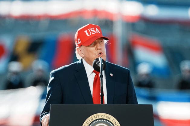 President Donald Trump speaks during an event at Tradepoint Atlantic in Sparrows Point, Marylan on Tuesday, Oct. 6, 2026. Anduril Industries, known for building drones and autonomous aircraft, is investing $3.7 billion to build a massive new shipbuilding facility named Arsenal 2 in Maryland, a move that will enhance the US Navy s nuclear-powered submarine production.  BAL20261006117 AlxDrago