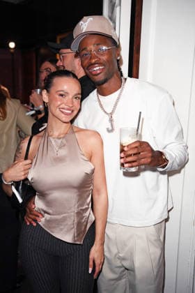 Jeje Lopes with her boyfriend Teezy Martini Lombaya at the COKE LIGHT EXPERIENCE X BRUCE DARNELL at Borchardt in Berlin on October 6, 2026