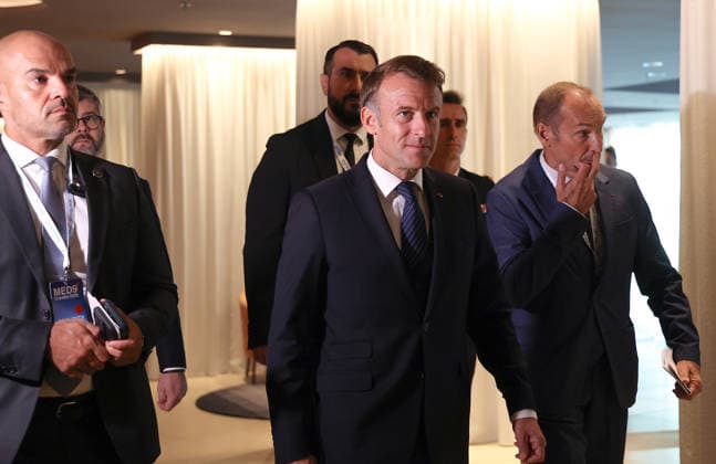EU MED9 Bilateral meet Plenkovic - Macron Croatian Prime Minister Andrej Plenkovic meets French President Emmanuel Macron during bilateral meetings on the sidelines of the EU MED9 summit in Split, Croatia on October 7, 2027.  IvanaxIvanovic PIXSELL