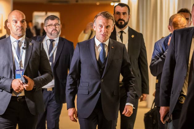 EU MED9 Bilateral meet Plenkovic - Macron Croatian Prime Minister Andrej Plenkovic meets French President Emmanuel Macron during bilateral meetings on the sidelines of the EU MED9 summit in Split, Croatia on October 7, 2027.  ZvonimirxBarisin PIXSELL